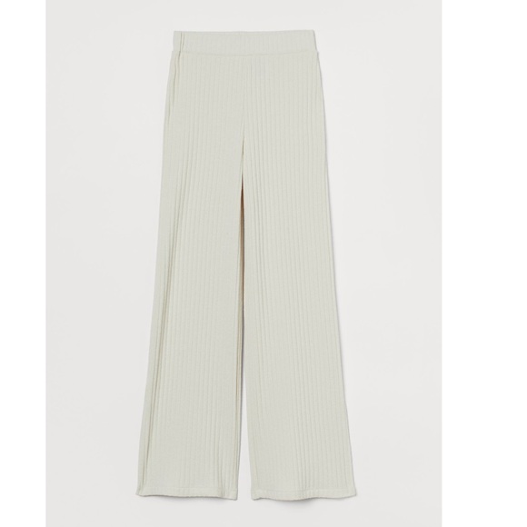 H&M Cream Ribbed Slit Pants - Picture 3 of 8